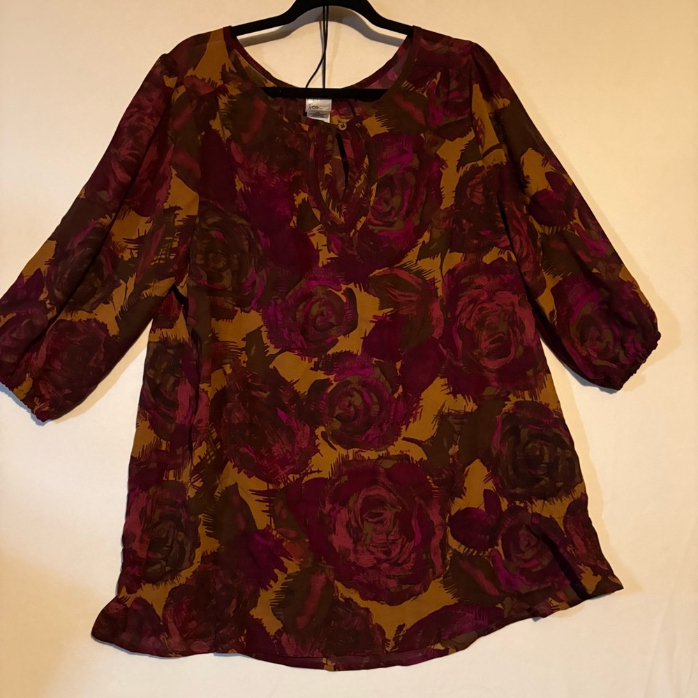 Just My Size Purple and Gold/Brown Blouse 2X